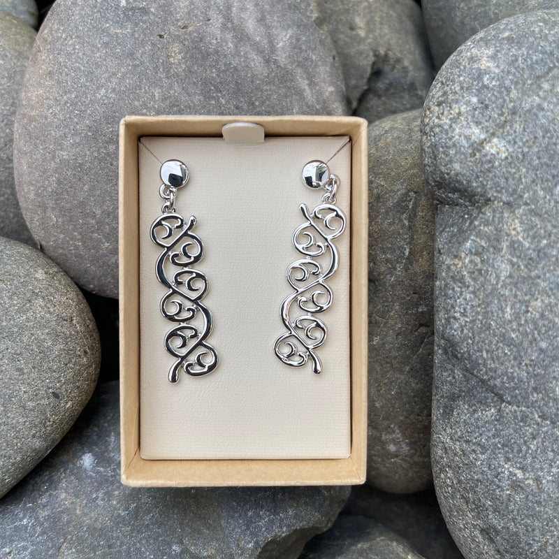 Silver Kōwhaiwhai Earrings