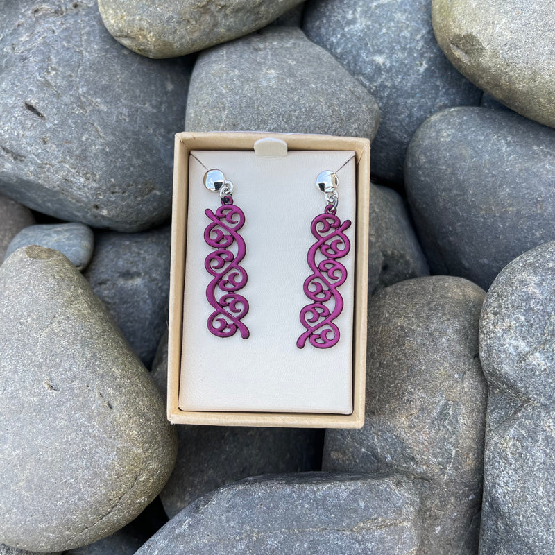 Purple Kōwhaiwhai Earrings