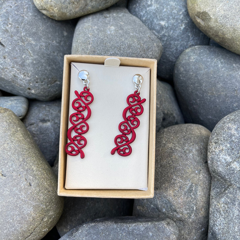 Red Kōwhaiwhai Earrings