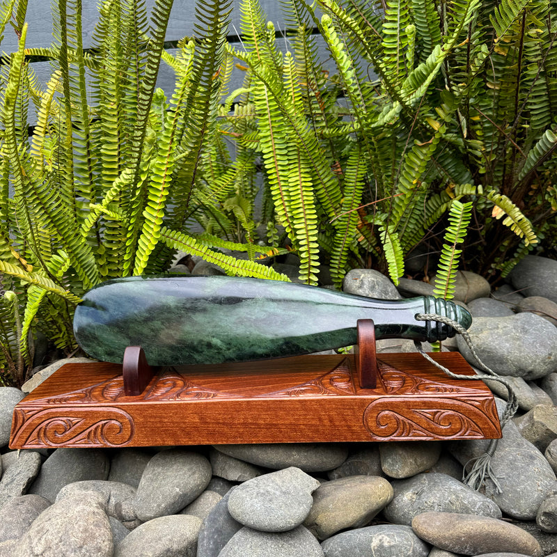 Large Pounamu  Mere On A Stand