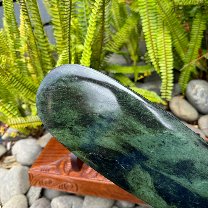 Large Pounamu  Mere On A Stand